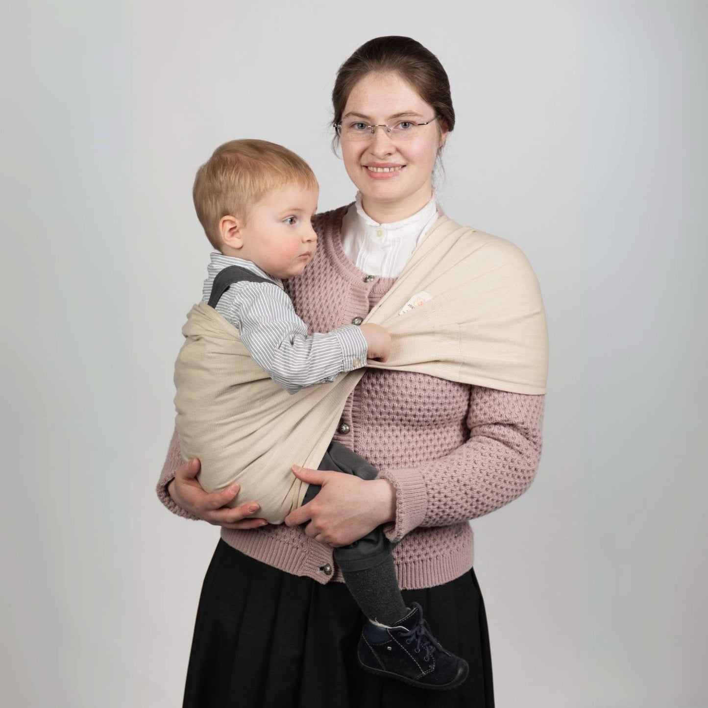 Babytragetuch ohne Binden und Knoten JOEYTUCH Natur Hüftsitz