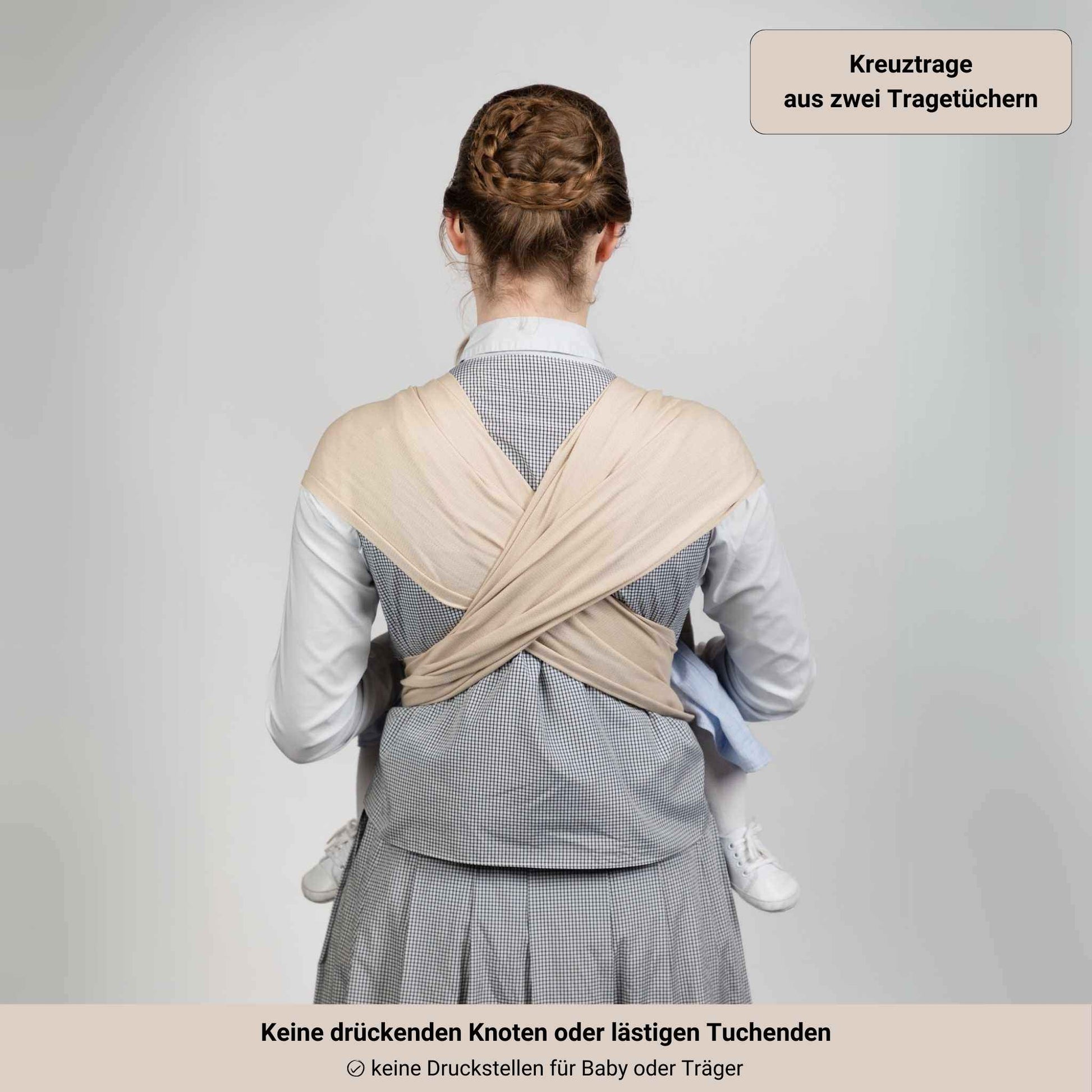 Babytragetuch ohne Binden und Knoten JOEYTUCH Natur Kreuztrage