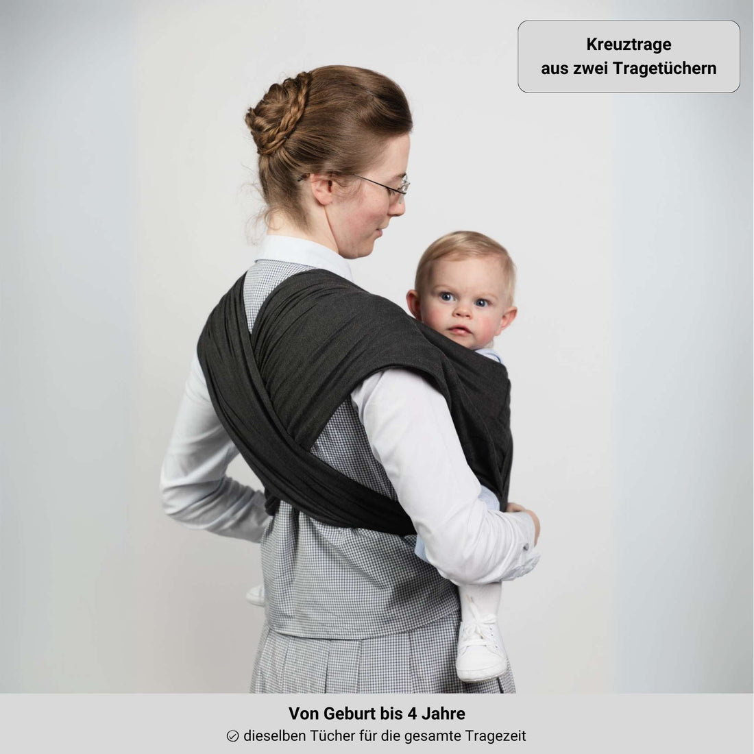 Kreuztrage in schwarz - Tragetuch